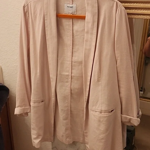 Old Navy, never worn, dust pink, linen, casual blazer. - Picture 4 of 4